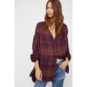 Free People•Come On Over Plaid Button Down